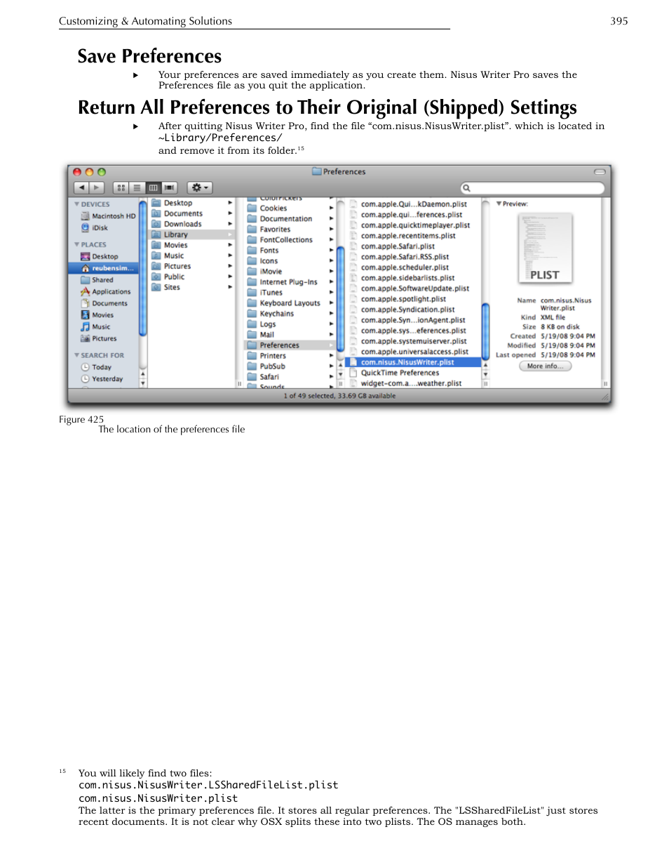 Save preferences, Shipped) settings | Nisus Writer Pro User Manual | Page 415 / 525