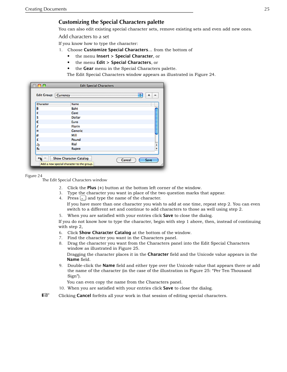 Customizing the special characters palette, Add characters to a set | Nisus Writer Pro User Manual | Page 45 / 525