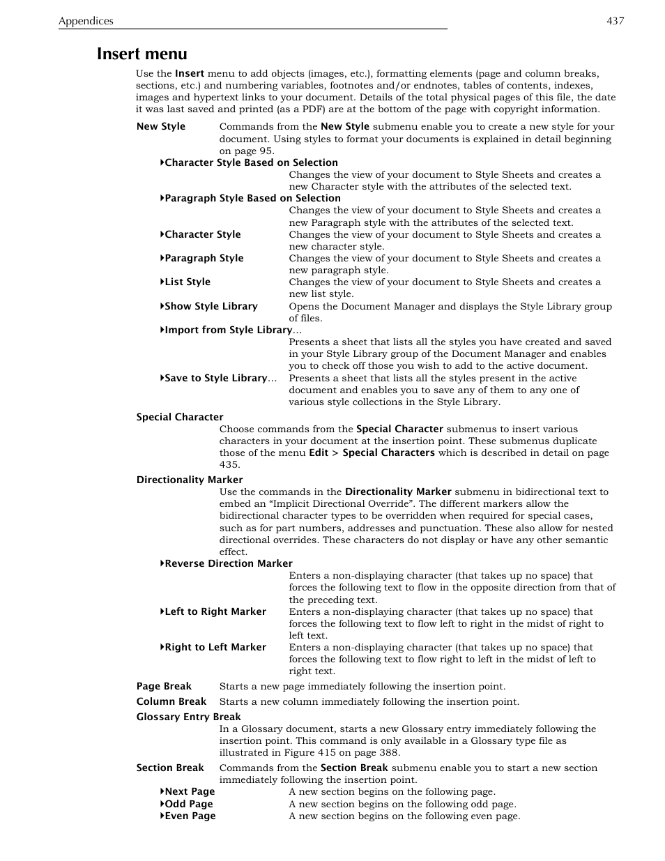 Insert menu | Nisus Writer Pro User Manual | Page 457 / 525