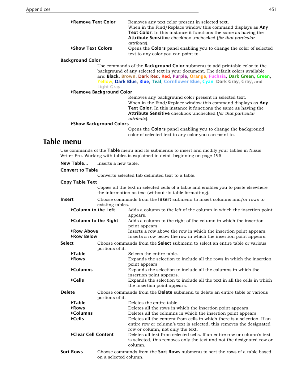 Table menu, Ge 451 | Nisus Writer Pro User Manual | Page 471 / 525