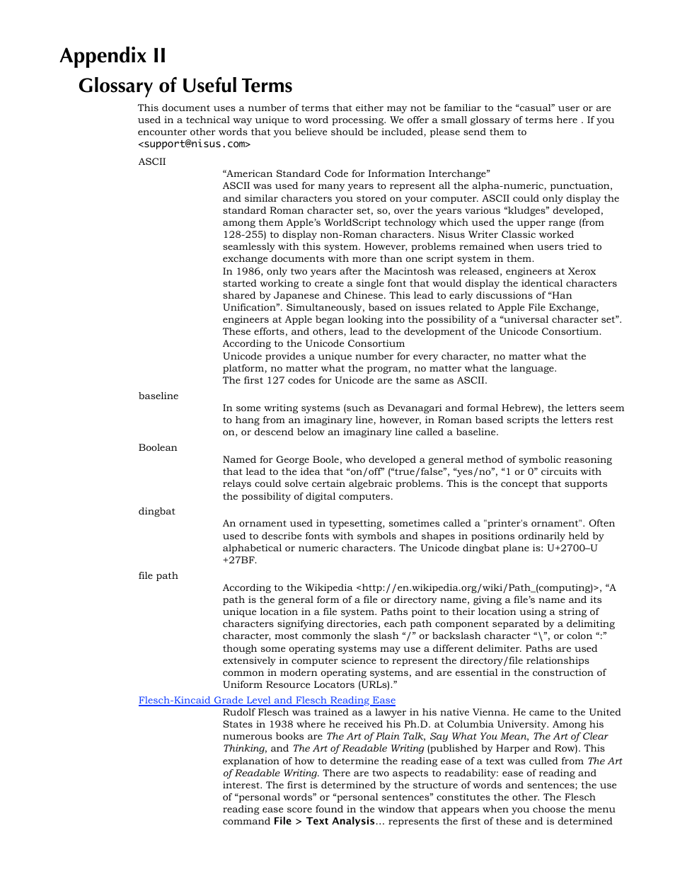 Appendix ii, Glossary of useful terms, Ge 461 | See appendix ii | Nisus Writer Pro User Manual | Page 481 / 525