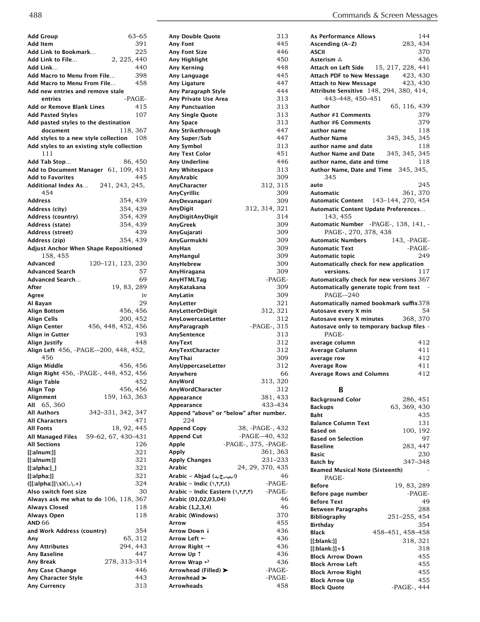 488 commands & screen messages | Nisus Writer Pro User Manual | Page 508 / 525