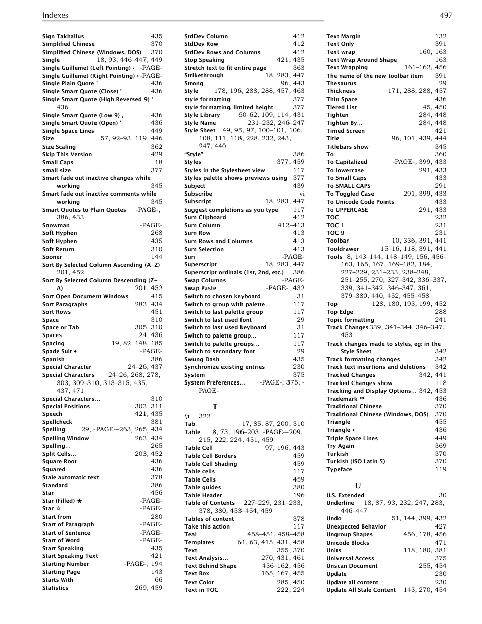 Indexes 497 | Nisus Writer Pro User Manual | Page 517 / 525