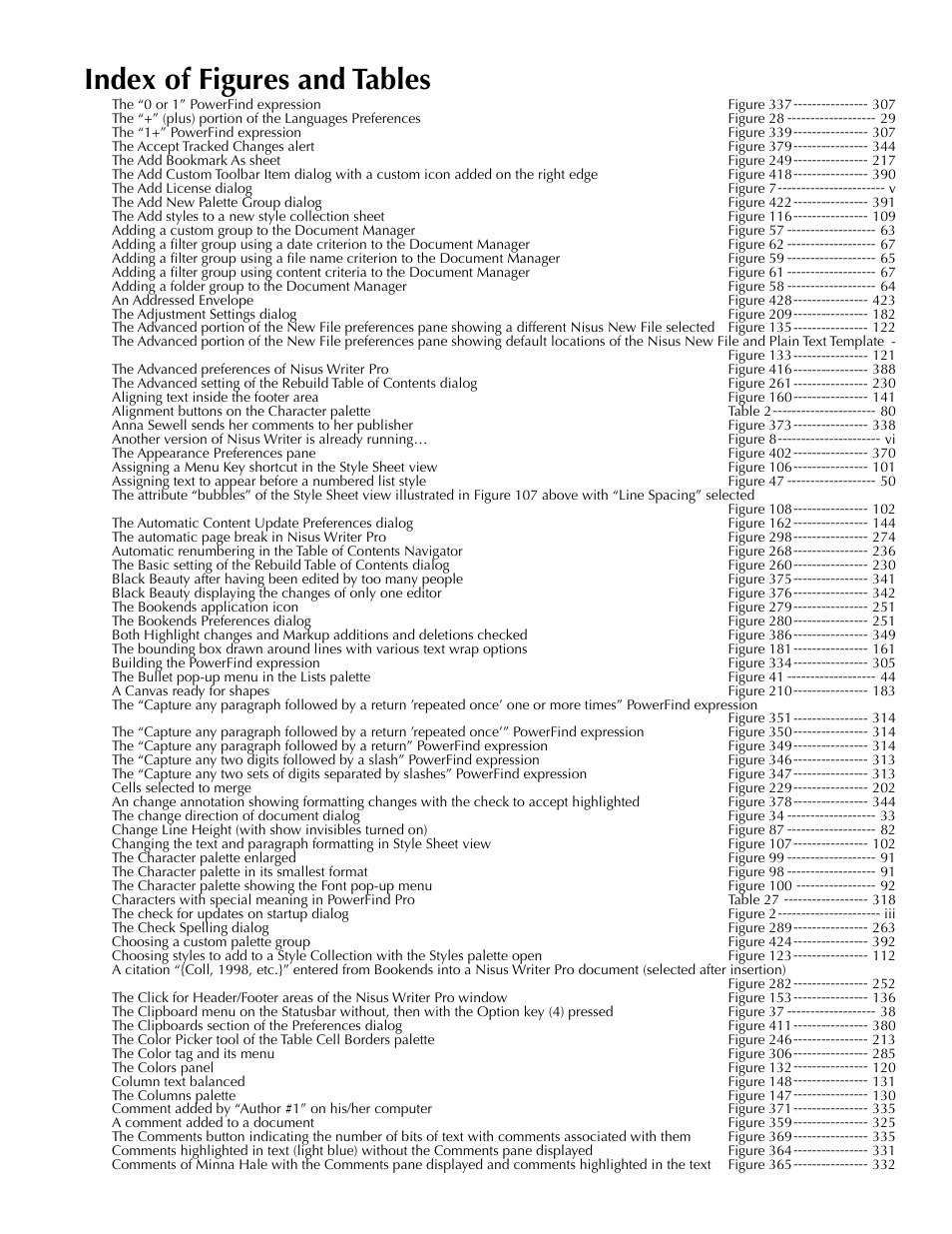Index of figures and tables | Nisus Writer Pro User Manual | Page 519 / 525