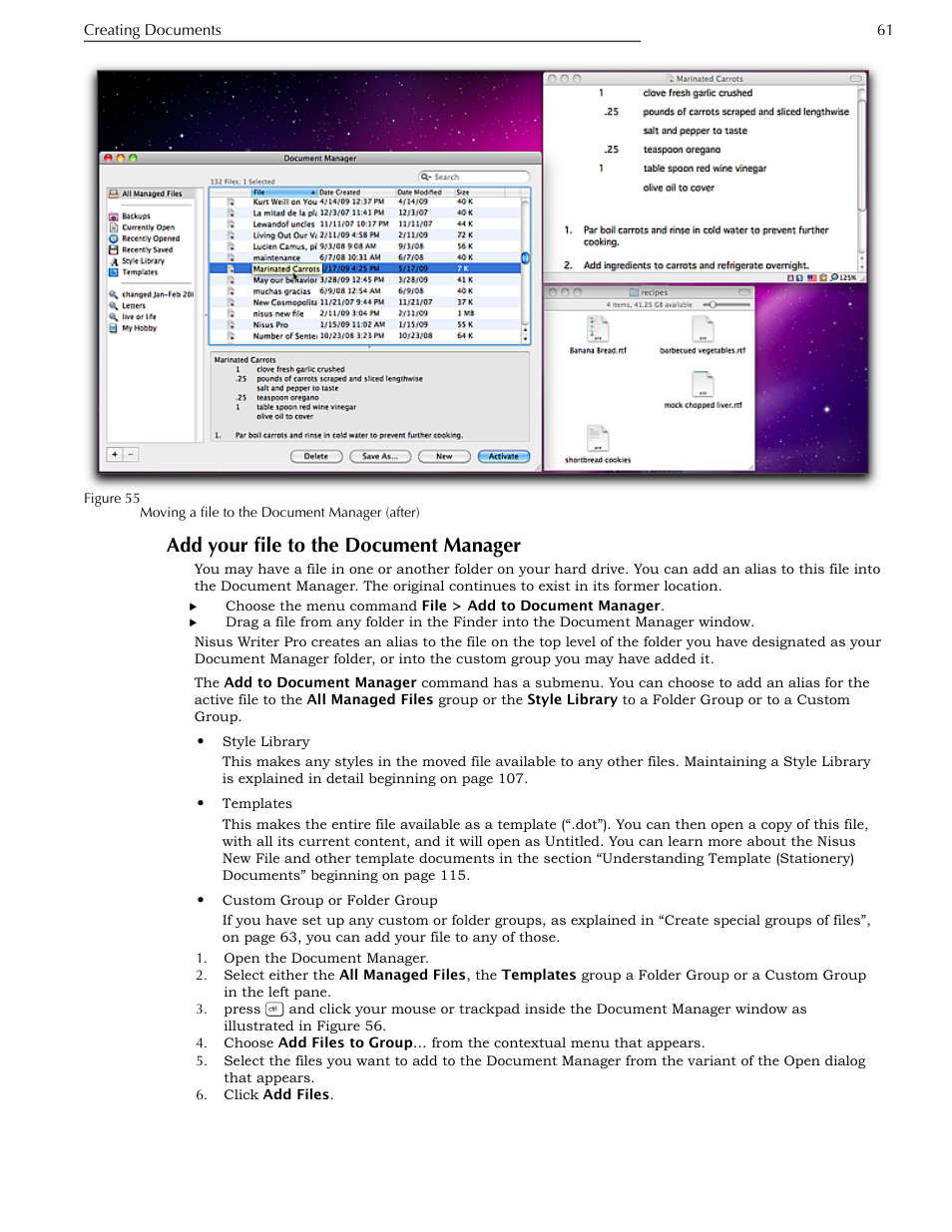 Add your file to the document manager, Figure 55 | Nisus Writer Pro User Manual | Page 81 / 525