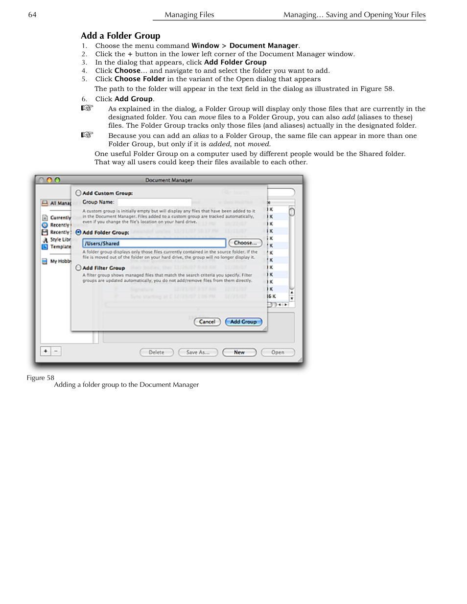 Add a folder group | Nisus Writer Pro User Manual | Page 84 / 525