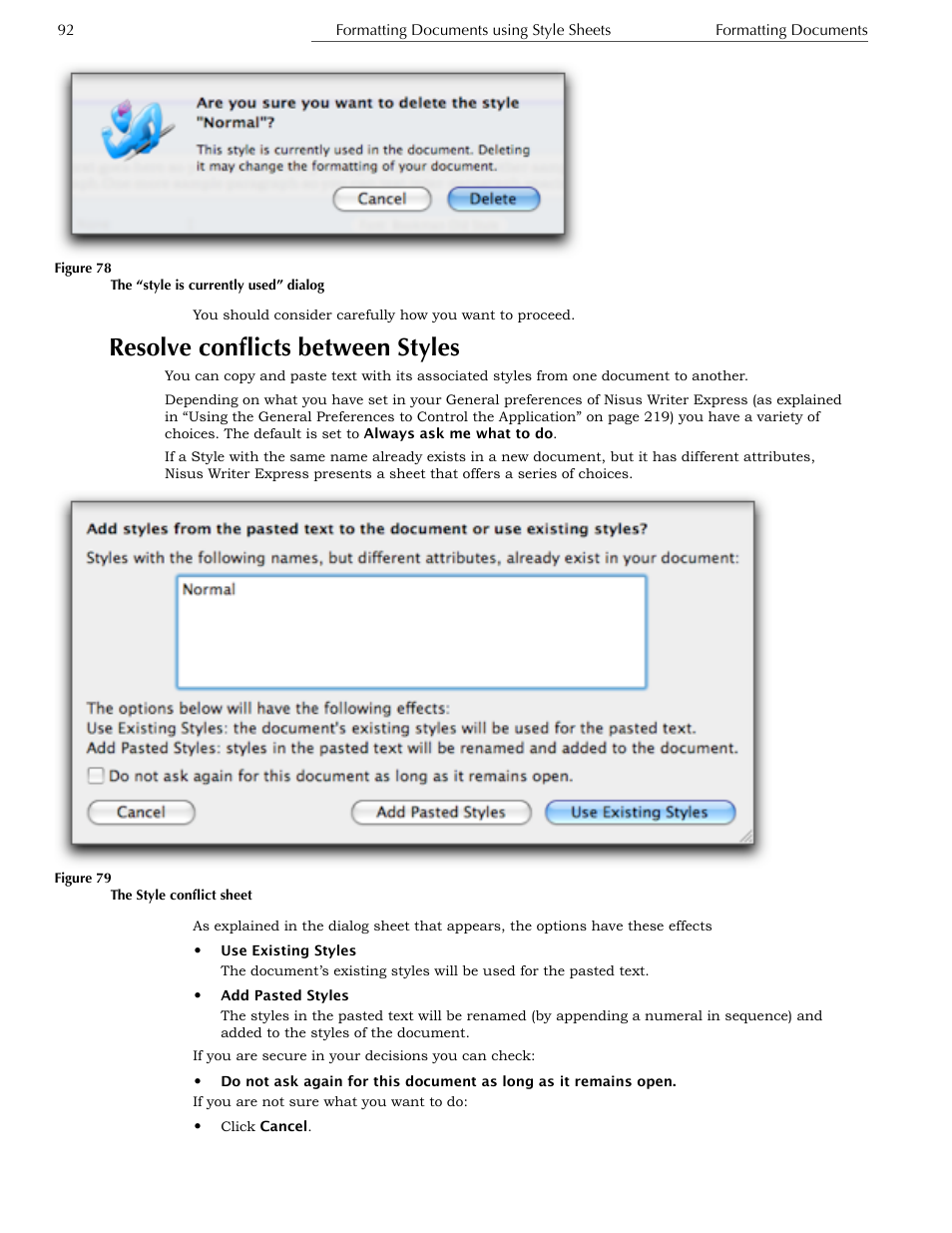 Resolve conflicts between styles | Nisus Writer Express User Manual | Page 112 / 316