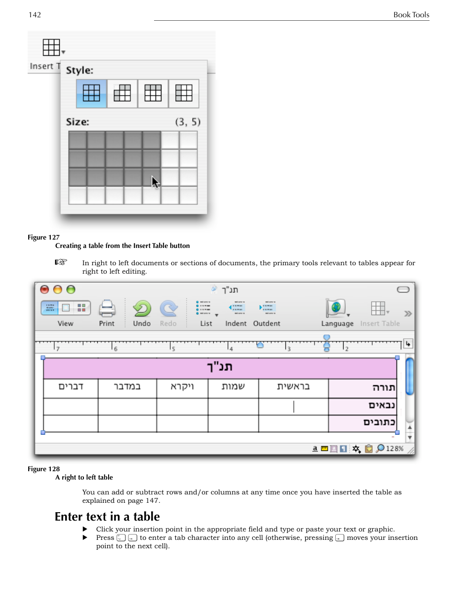 Enter text in a table | Nisus Writer Express User Manual | Page 162 / 316