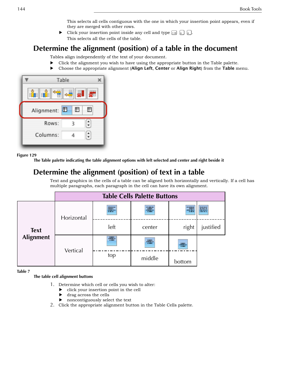 Table cells palette buttons, Text alignment | Nisus Writer Express User Manual | Page 164 / 316
