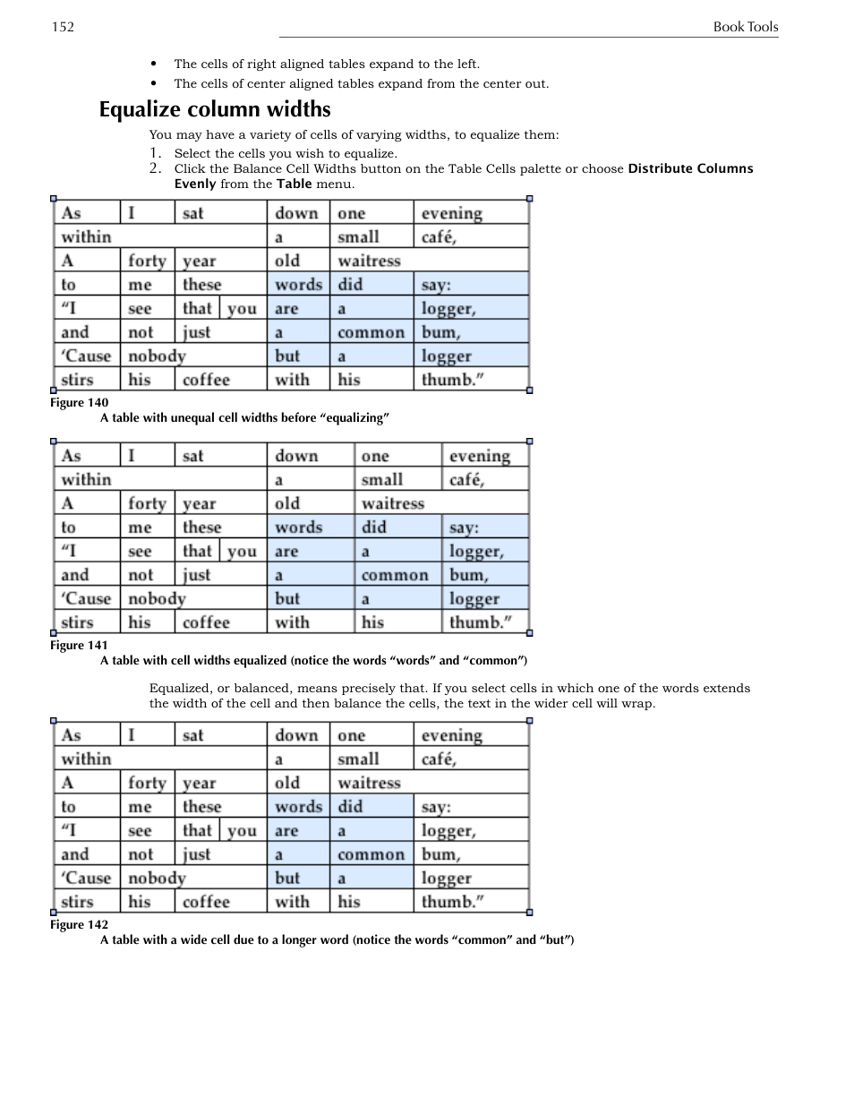 Equalize column widths | Nisus Writer Express User Manual | Page 172 / 316