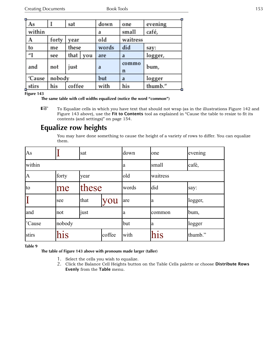 Equalize row heights, These | Nisus Writer Express User Manual | Page 173 / 316