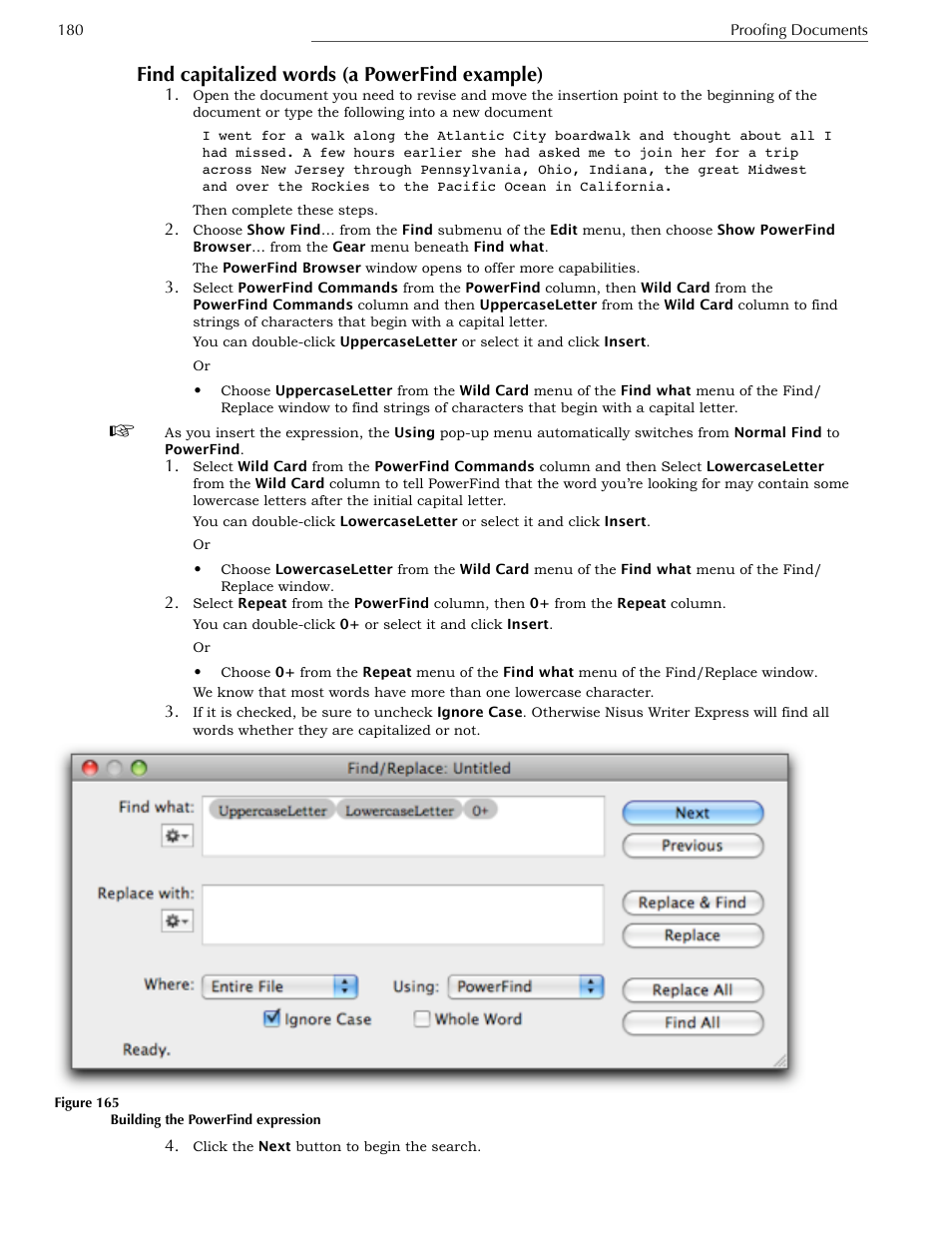 Find capitalized words (a powerfind example) | Nisus Writer Express User Manual | Page 200 / 316