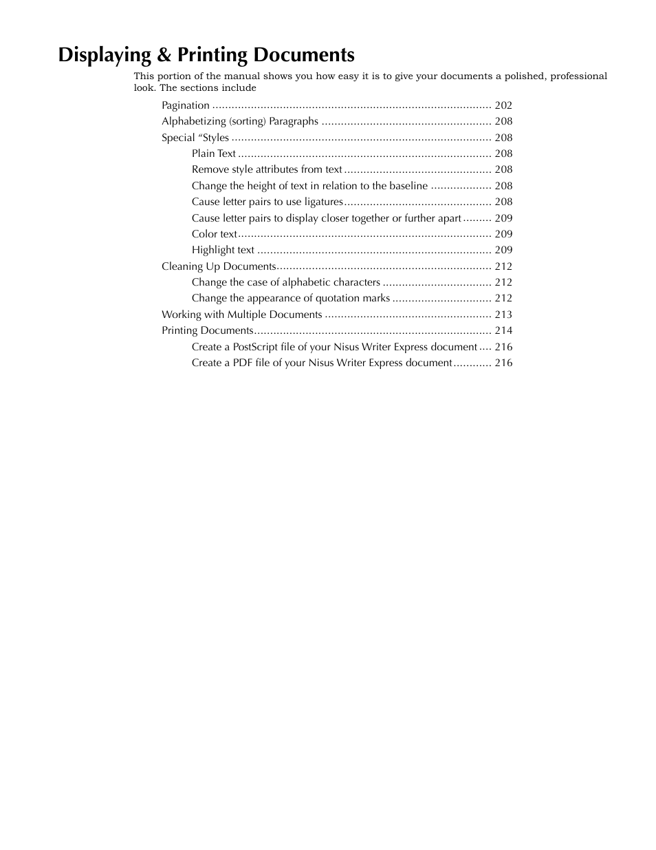 Displaying & printing documents | Nisus Writer Express User Manual | Page 221 / 316