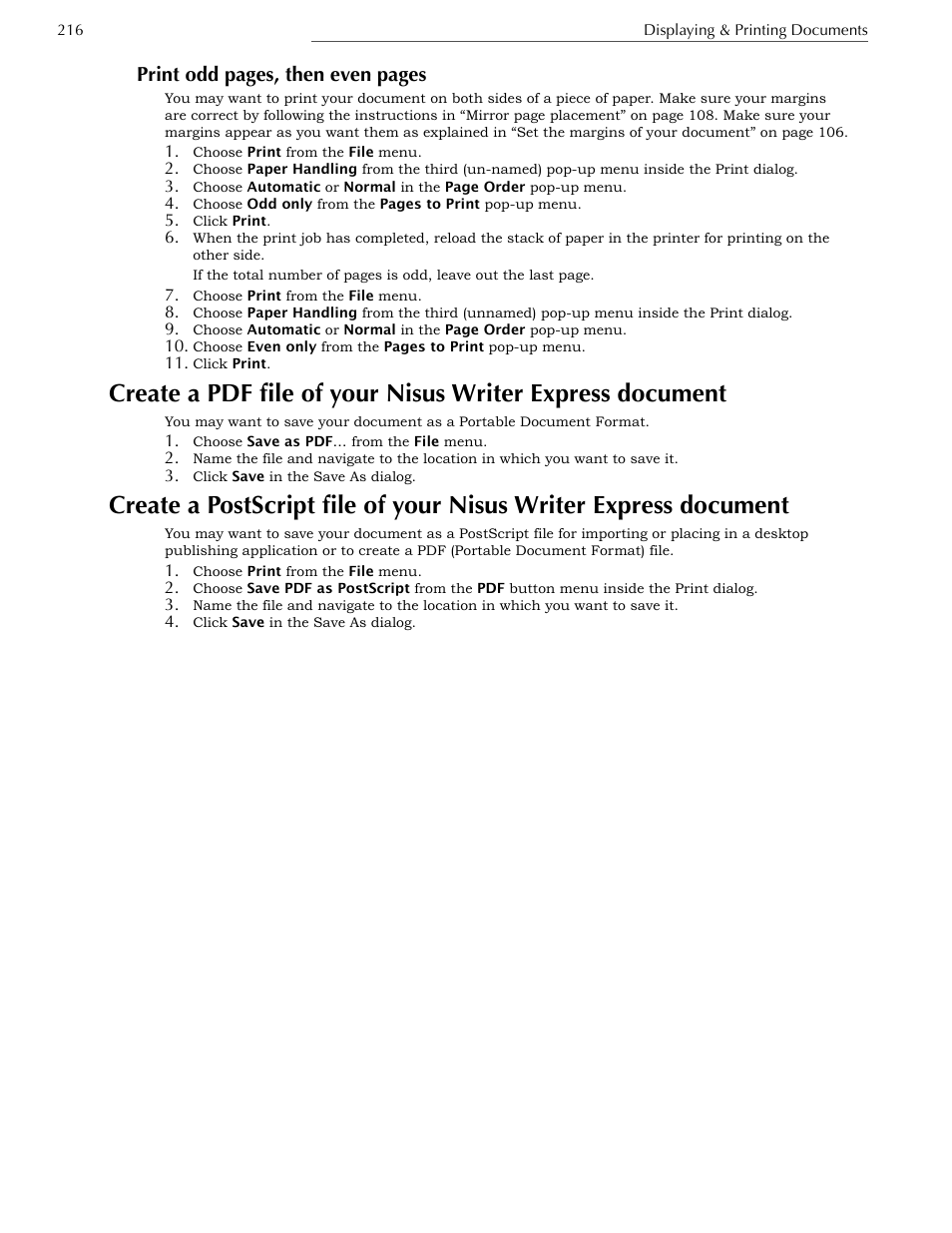 Print odd pages, then even pages | Nisus Writer Express User Manual | Page 236 / 316