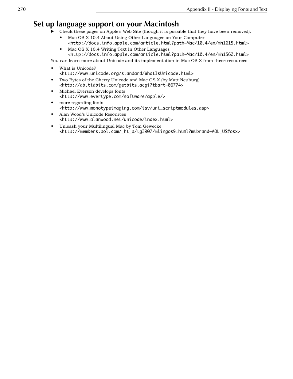 Enter unicode text, Set up language support on your macintosh | Nisus Writer Express User Manual | Page 290 / 316