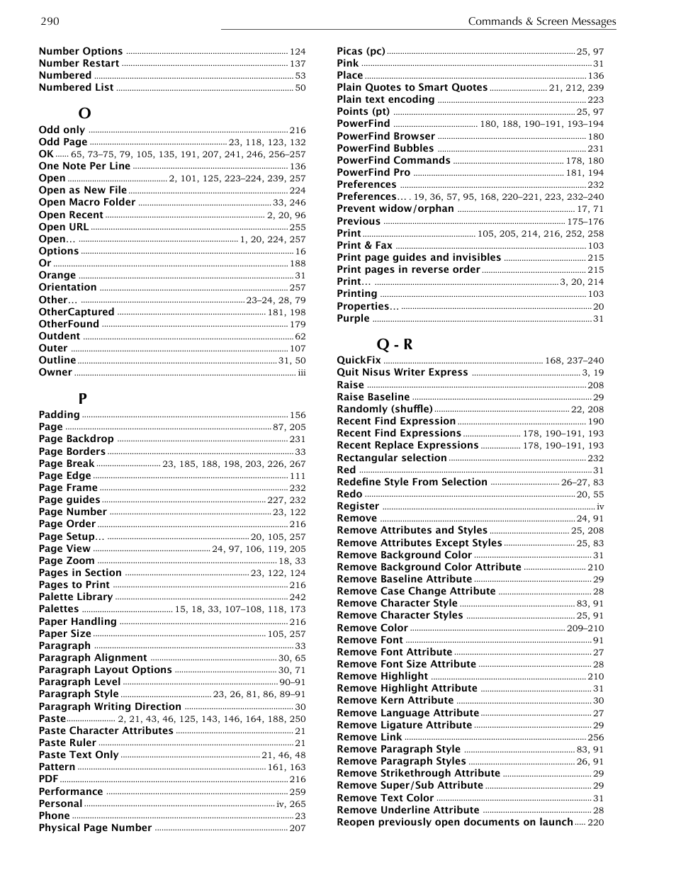 Q - r | Nisus Writer Express User Manual | Page 310 / 316