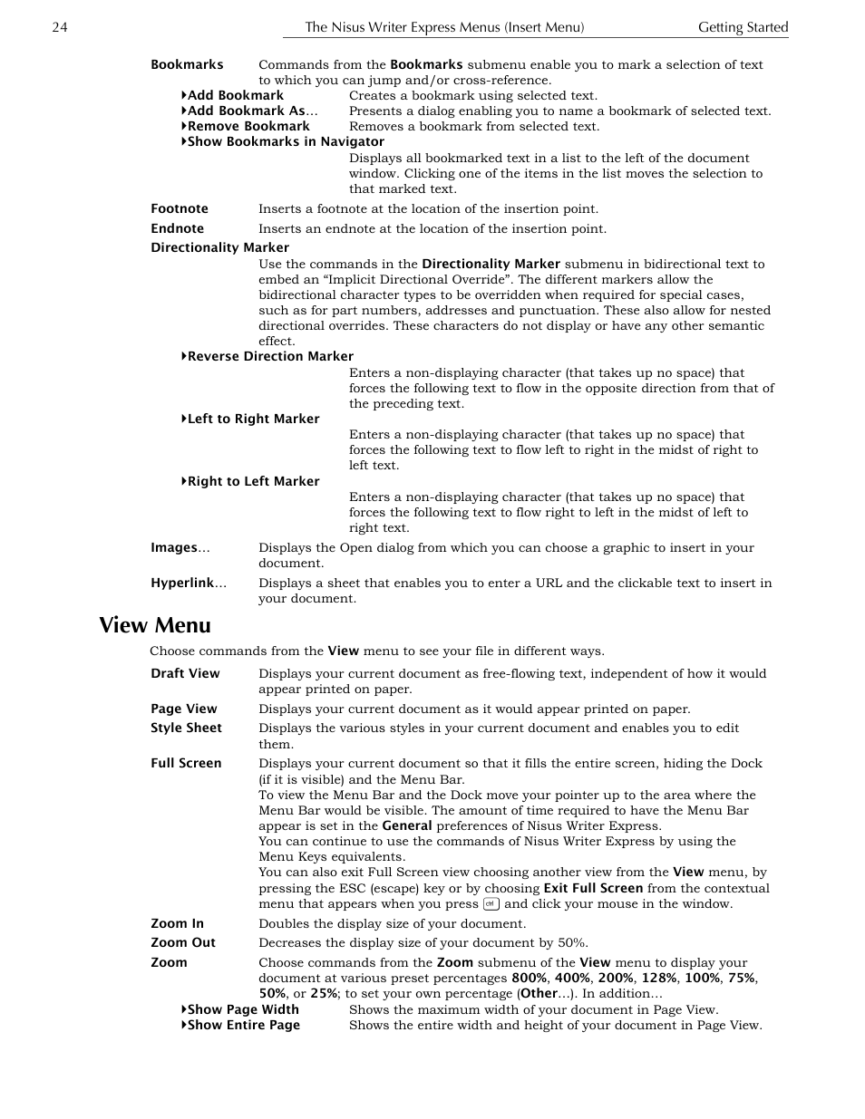 View menu | Nisus Writer Express User Manual | Page 44 / 316
