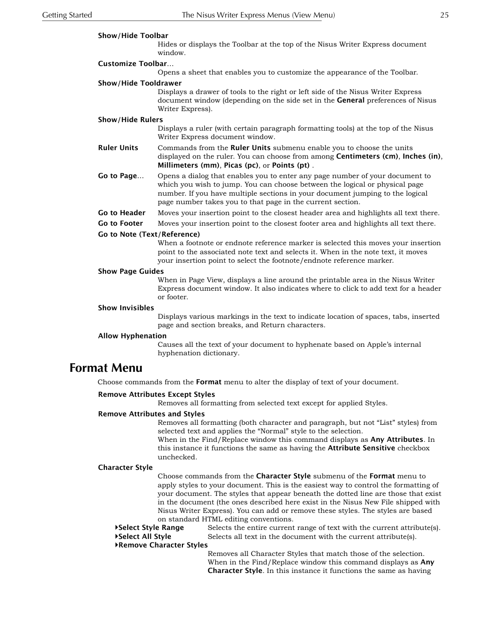 Format menu | Nisus Writer Express User Manual | Page 45 / 316