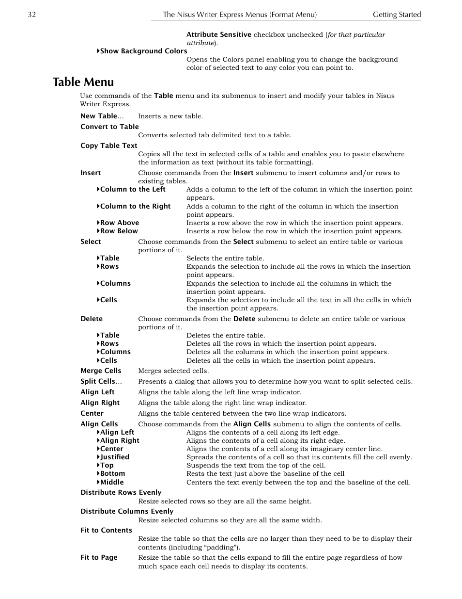 Table menu | Nisus Writer Express User Manual | Page 52 / 316