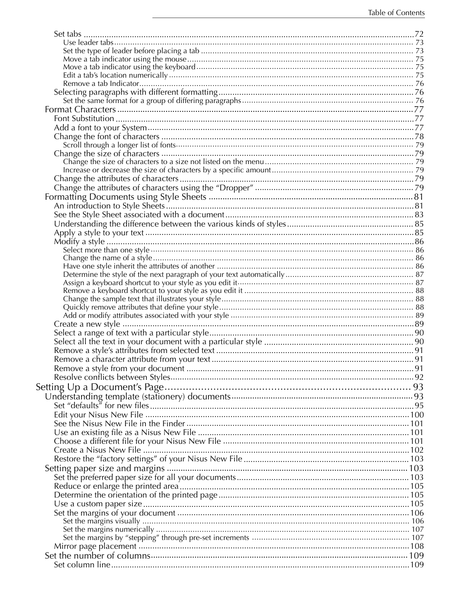 Setting up a document’s page 93 | Nisus Writer Express User Manual | Page 8 / 316