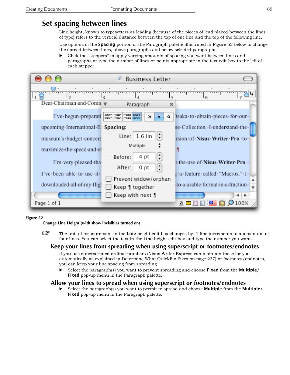 Set spacing between lines, Set spacing between paragraphs | Nisus Writer Express User Manual | Page 89 / 316