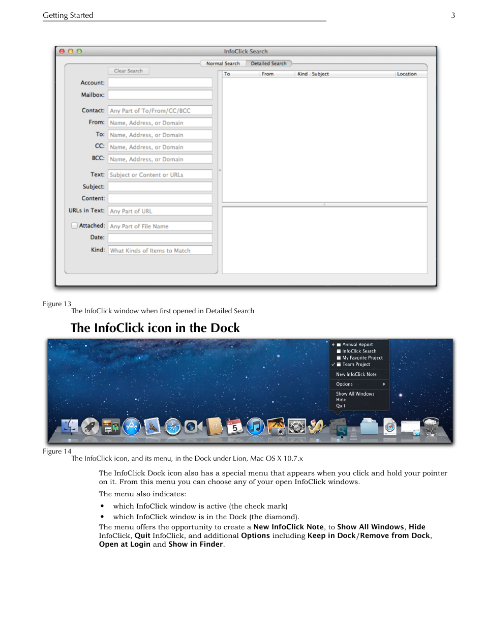 The infoclick icon in the dock, Figure 13, 3 (not | Nisus InfoClick User Manual | Page 19 / 73