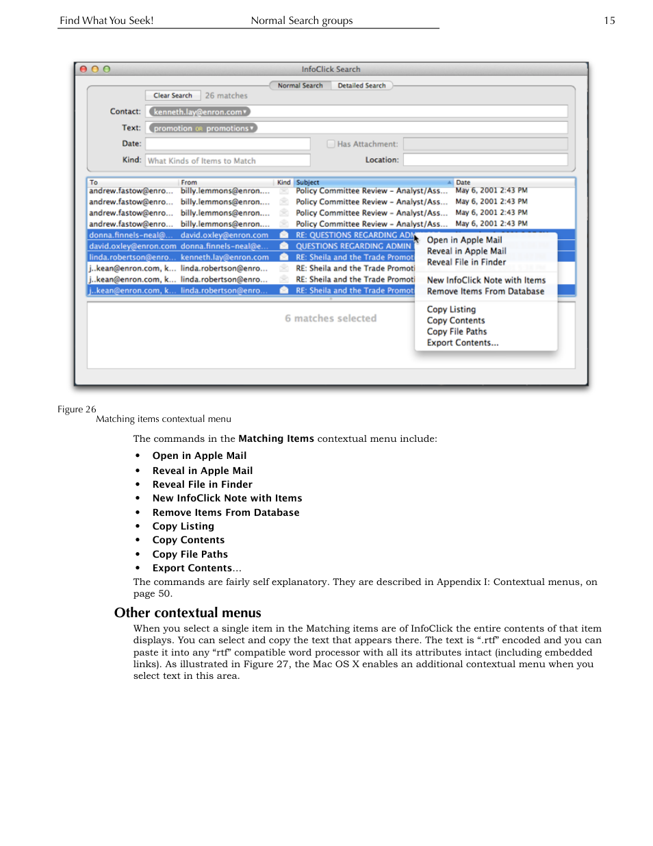 Other contextual menus | Nisus InfoClick User Manual | Page 31 / 73