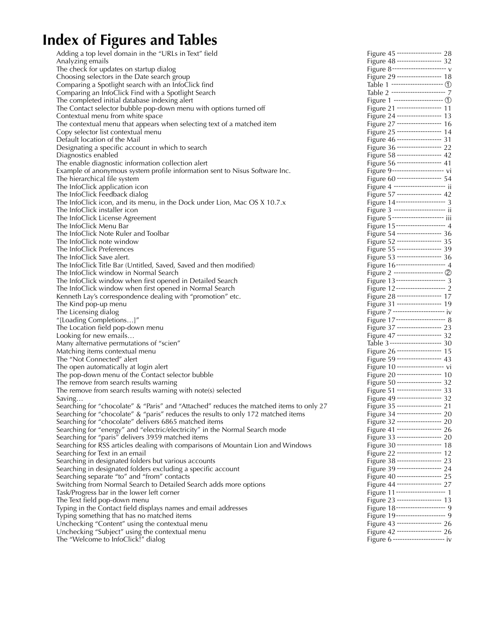 Index of figures and tables | Nisus InfoClick User Manual | Page 73 / 73