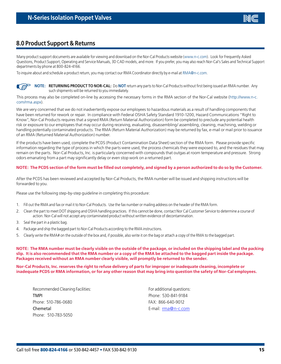 Nor-Cal N-Series Op Lit User Manual | Page 15 / 17