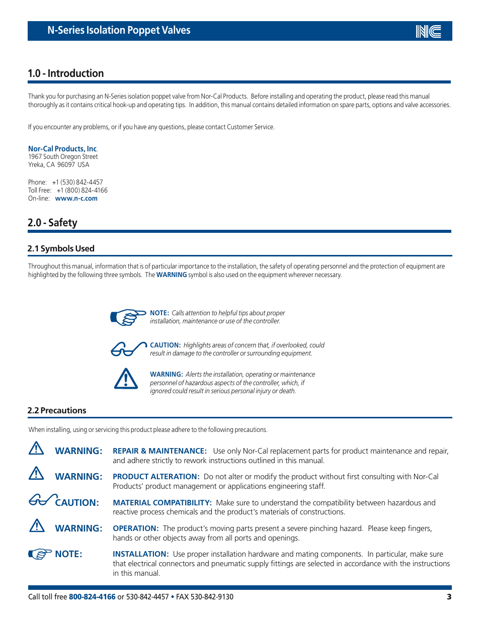 0 - safety | Nor-Cal N-Series Op Lit User Manual | Page 3 / 17