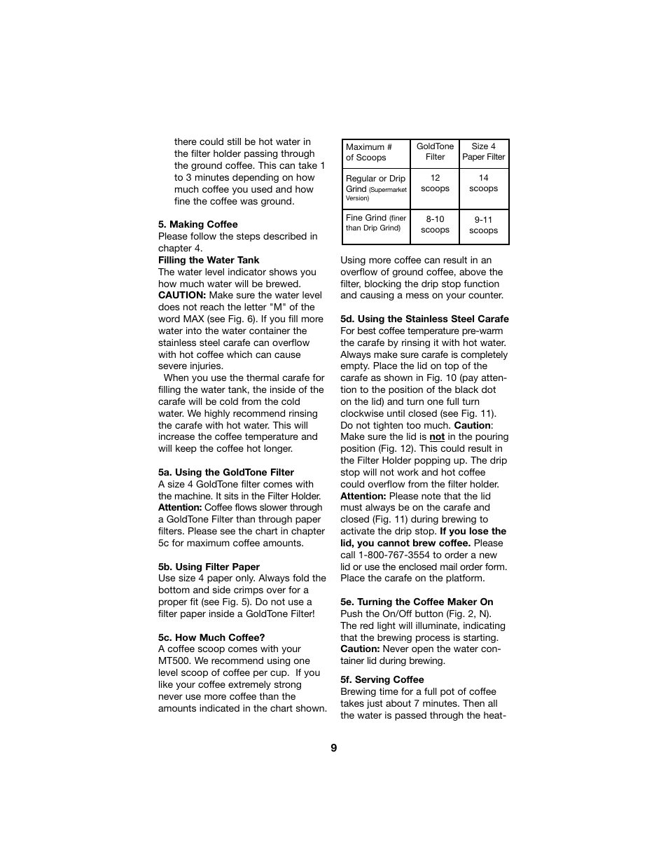 Capresso MT500 Plus User Manual | Page 9 / 14