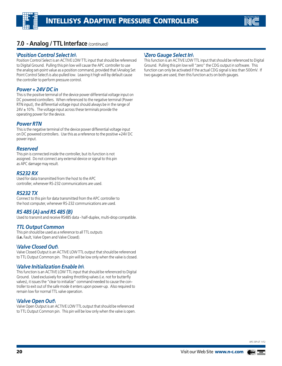 Ntellisys, Daptive, Ressure | Ontrollers | Nor-Cal Intellisys Adaptive Pressure Controllers User Manual | Page 20 / 45