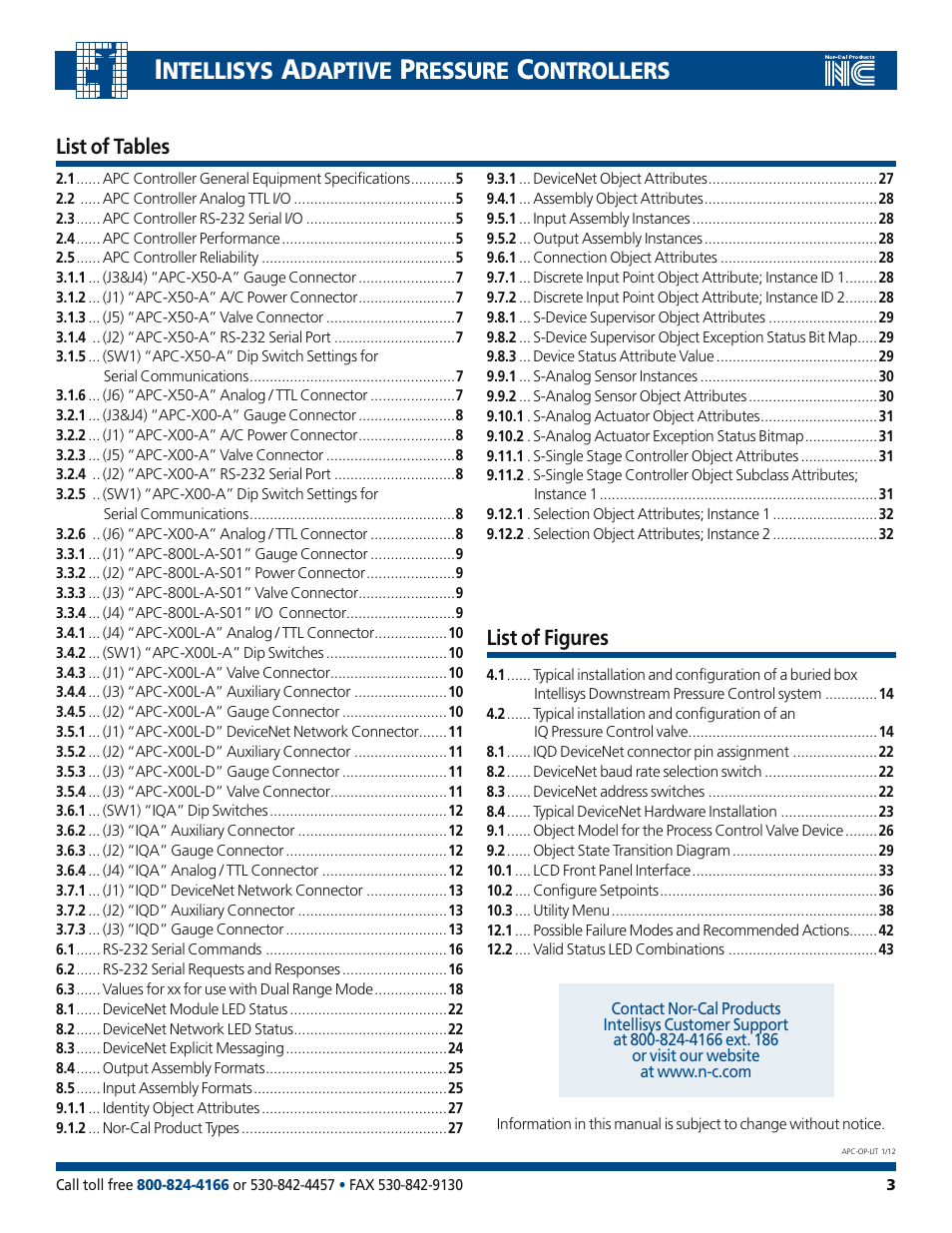 Ntellisys, Daptive, Ressure | Ontrollers | Nor-Cal Intellisys Adaptive Pressure Controllers User Manual | Page 3 / 45