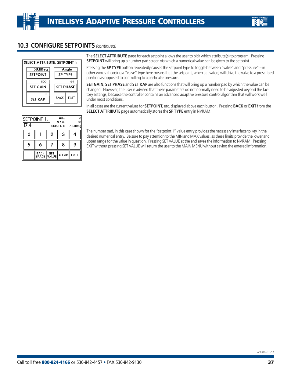 Ntellisys, Daptive, Ressure | Ontrollers | Nor-Cal Intellisys Adaptive Pressure Controllers User Manual | Page 37 / 45