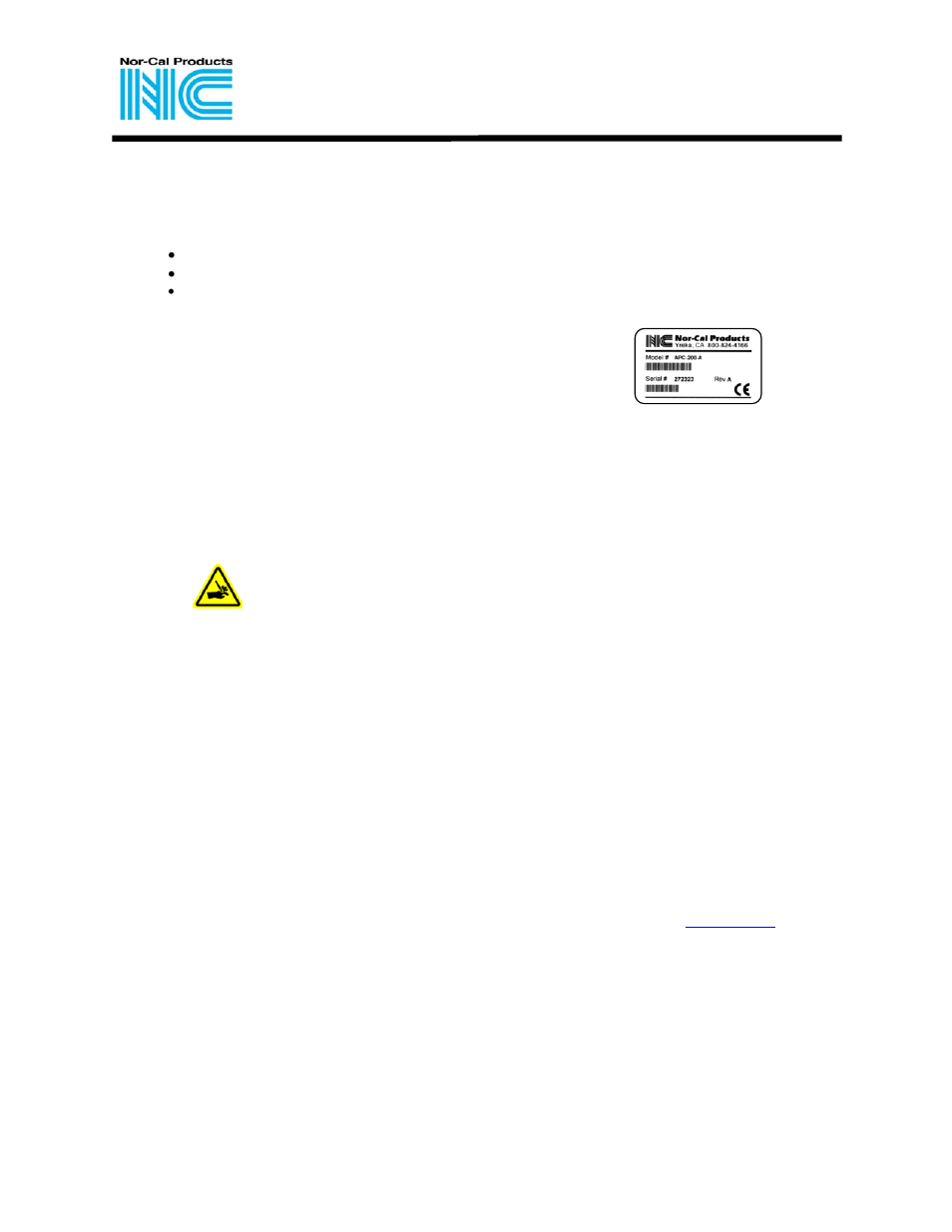 Nor-Cal Intellisys Controller User Manual | 2 pages