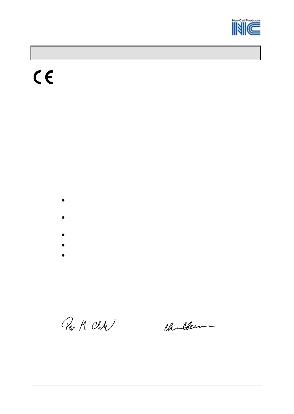 Ec declaration of conformity, Standards, Signatures | Capacitance diaphragm gauge, Unheated | Nor-Cal CDG 025 OP Lit User Manual | Page 31 / 32