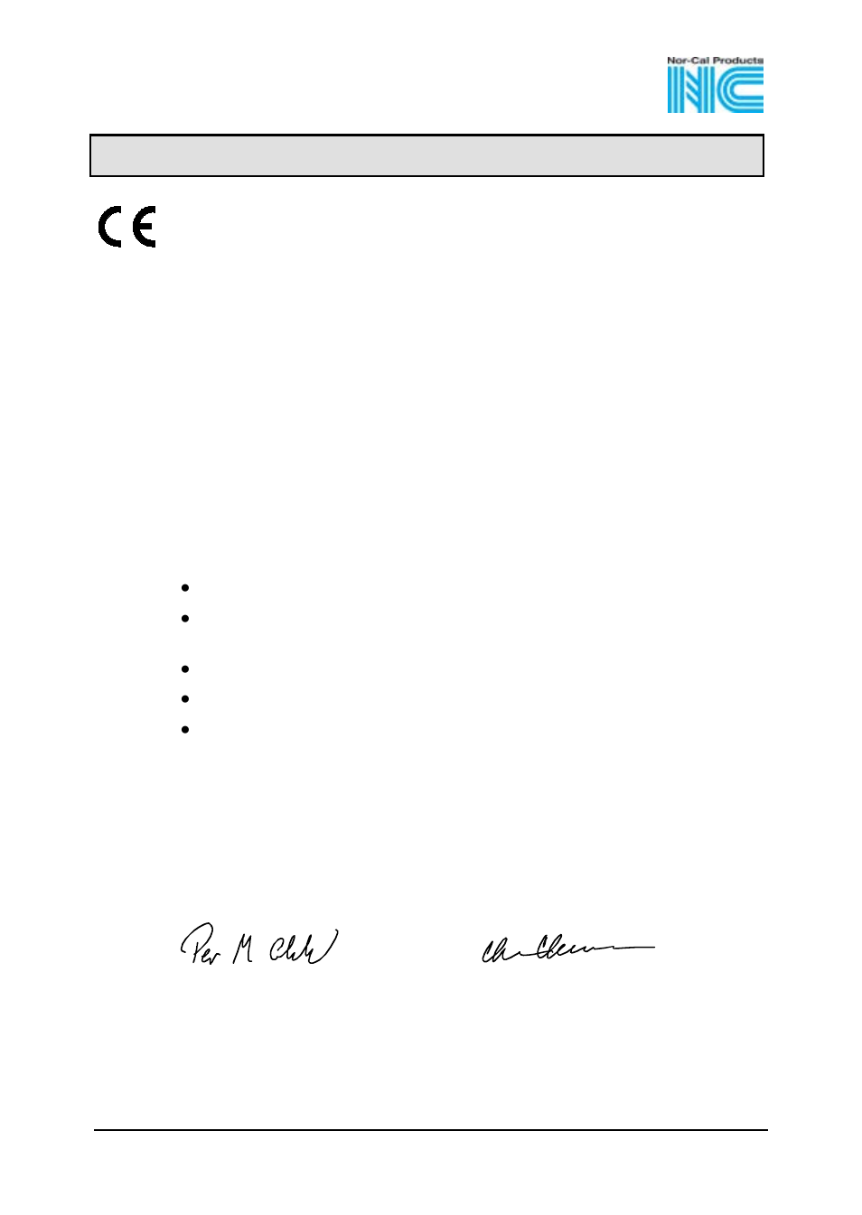 Ec declaration of conformity, Standards, Signatures | Capacitance diaphragm gauge, 160 °c heated | Nor-Cal CDG 160 OP Lit User Manual | Page 38 / 40