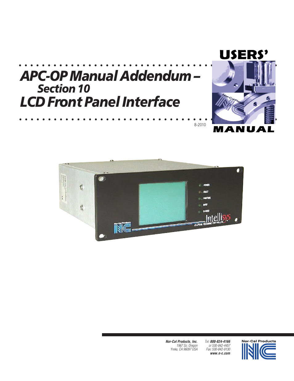 Nor-Cal LCD Front Panel Interface User Manual | 9 pages