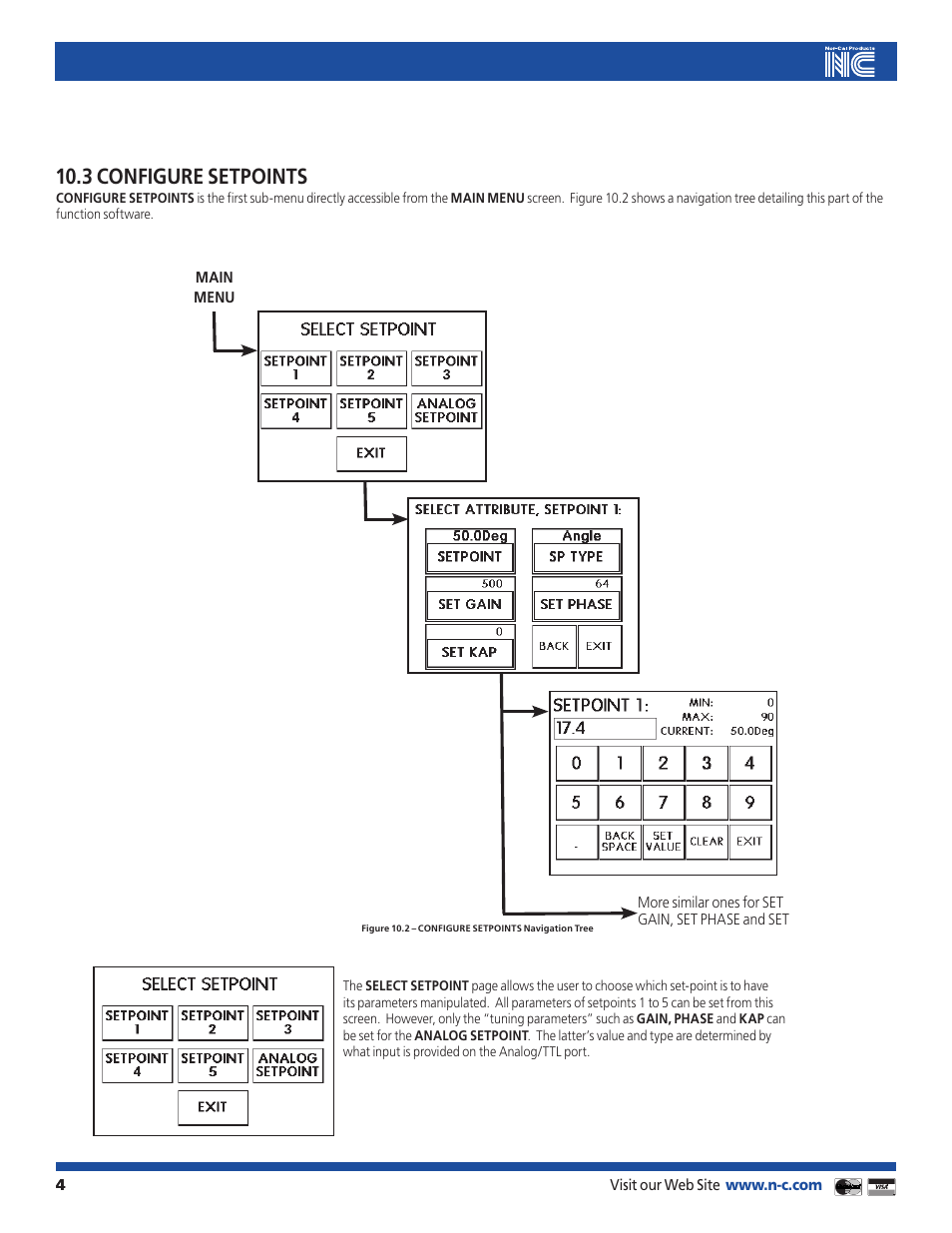 3 configure setpoints | Nor-Cal LCD Front Panel Interface User Manual | Page 4 / 9