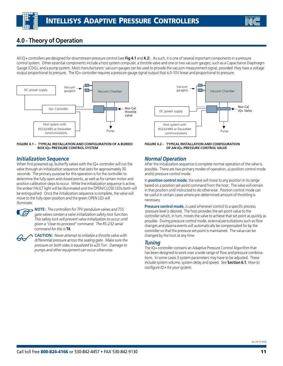 Ntellisys, Daptive, Ressure | Ontrollers, 0 - theory of operation, Initialization sequence, Normal operation, Tuning | Nor-Cal IQ+ Adaptive Pressure Controller User Manual | Page 11 / 36
