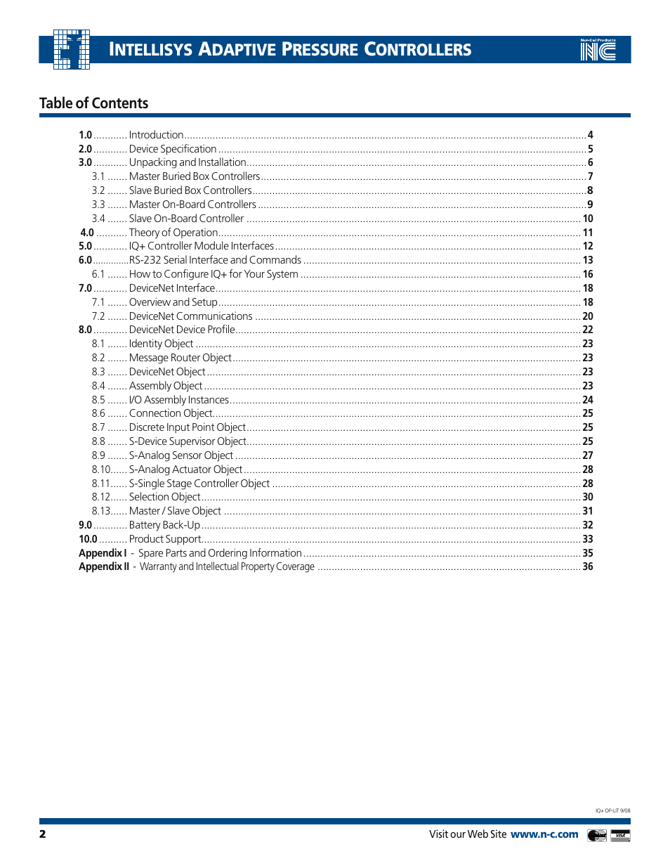 Nor-Cal IQ+ Adaptive Pressure Controller User Manual | Page 2 / 36