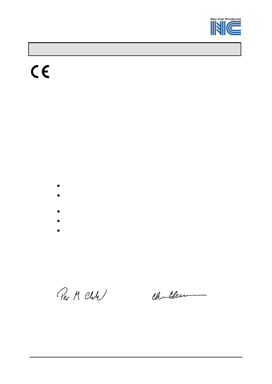 Ec declaration of conformity, Standards, Signatures | Capacitance diaphragm gauge, 100 °c heated | Nor-Cal CDG 100 OP Lit User Manual | Page 38 / 40