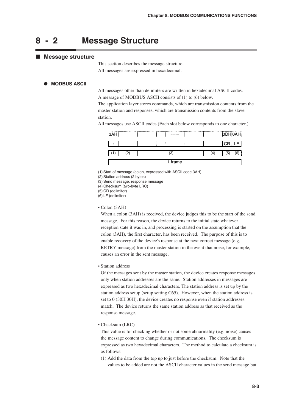2 message structure, Message structure, 8 - 2 message structure | Nor-Cal SDC15 Controller User Manual | Page 177 / 224
