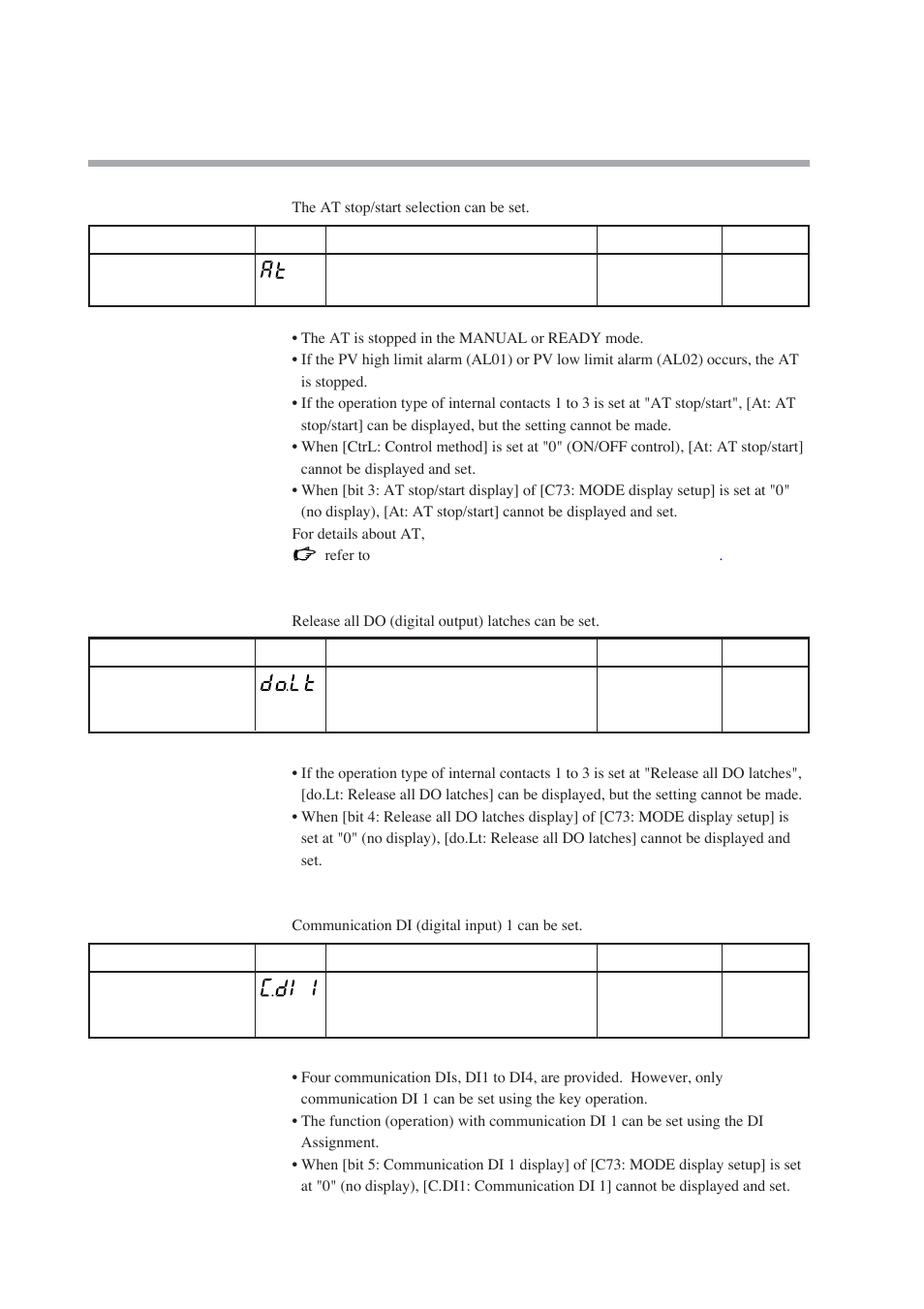 At (auto tuning) stop/start, Release all do (digital output) latches, Communication di (digital input) 1 | Nor-Cal SDC15 Controller User Manual | Page 58 / 224