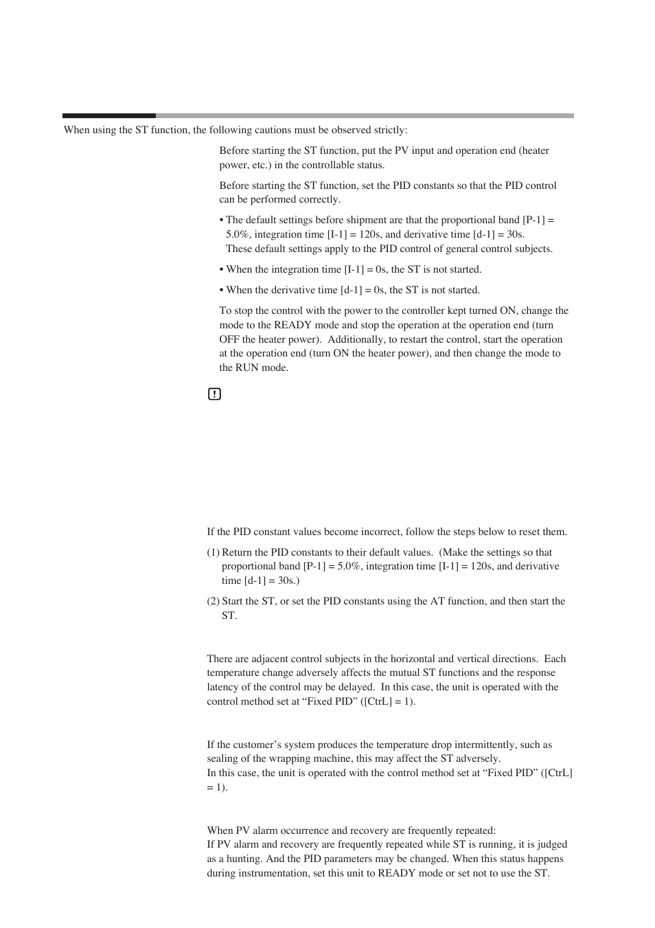 6 precautions for st (self-tuning), 5 - 6 precautions for st (self-tuning) | Nor-Cal SDC15 Controller User Manual | Page 76 / 224