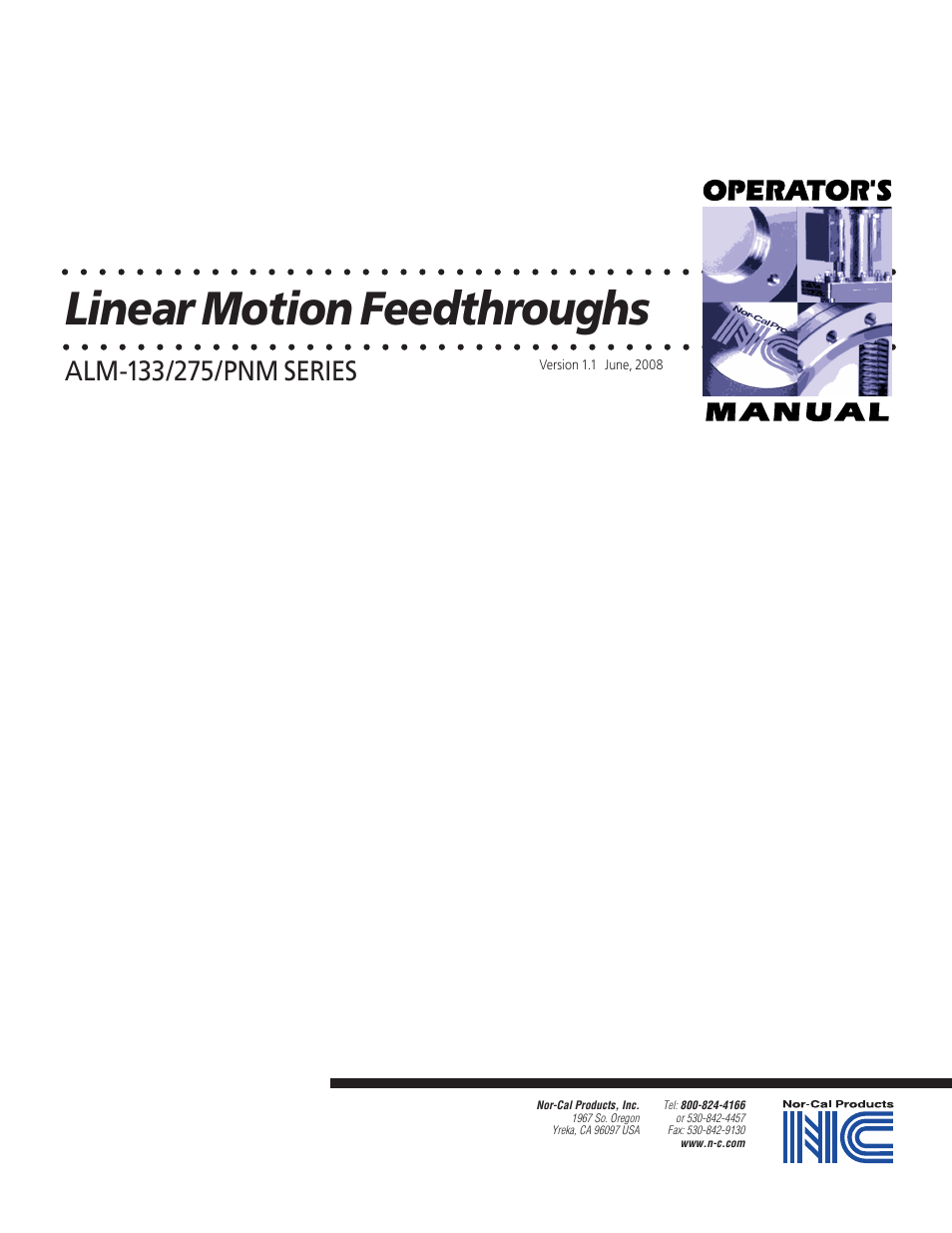 Nor-Cal ALM-PNM Series Linear Feedthroughs User Manual | 4 pages