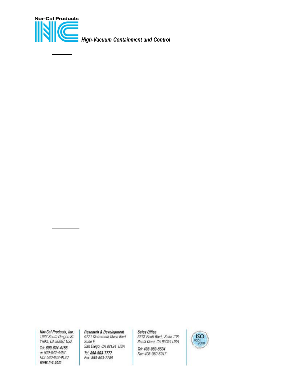 Nor-Cal PMXYZ Series Precsion Manipulator User Manual | Page 2 / 8