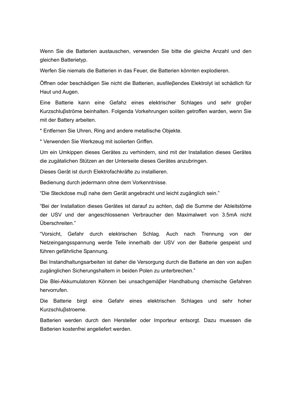 German wording | OPTI-UPS IS5000LR User Manual | Page 3 / 31