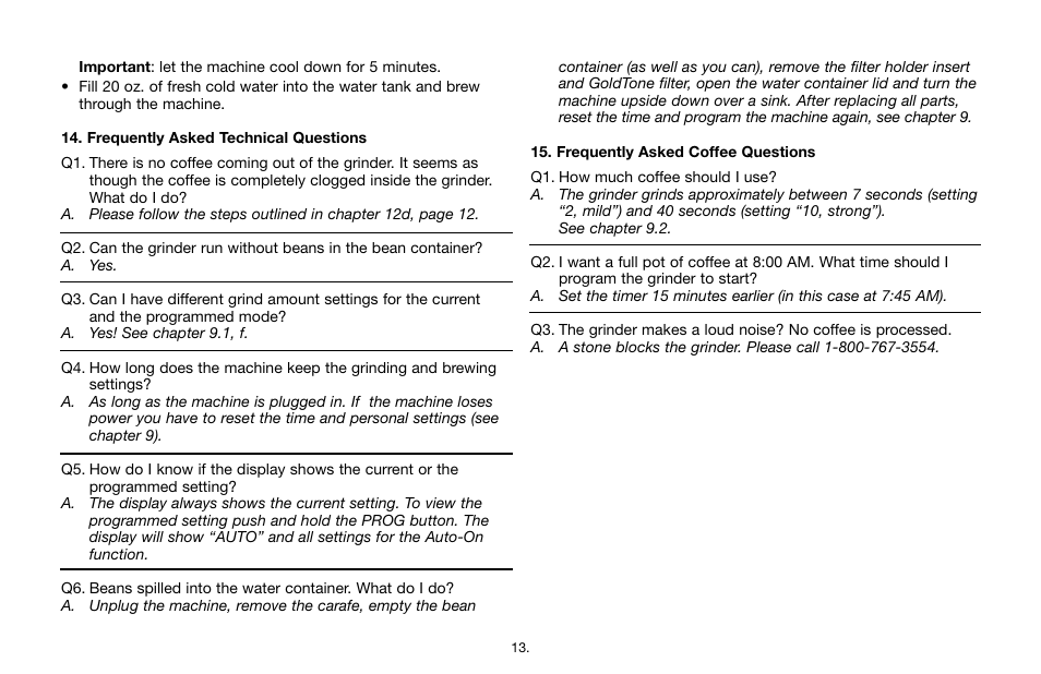 Capresso CoffeeTEAM TS 465 User Manual | Page 13 / 15