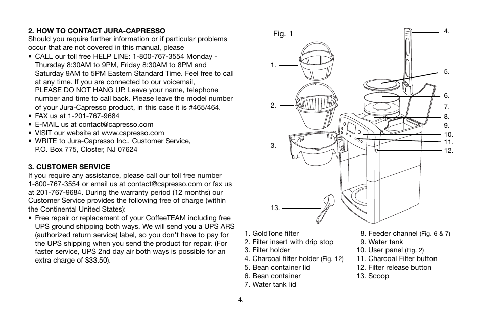 Capresso CoffeeTEAM TS 465 User Manual | Page 4 / 15